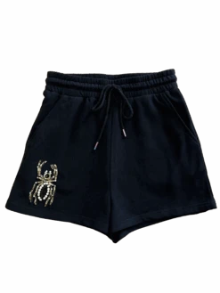 Queen Of Sparkles Black Embellished Spider Short