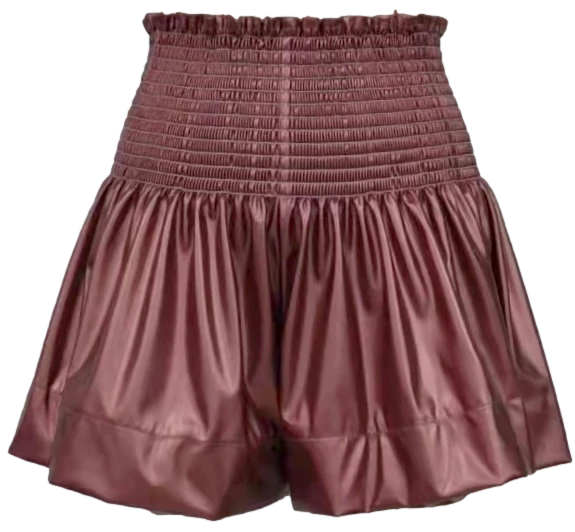 Queen Of Sparkles Rust Leather Swing Shorts
