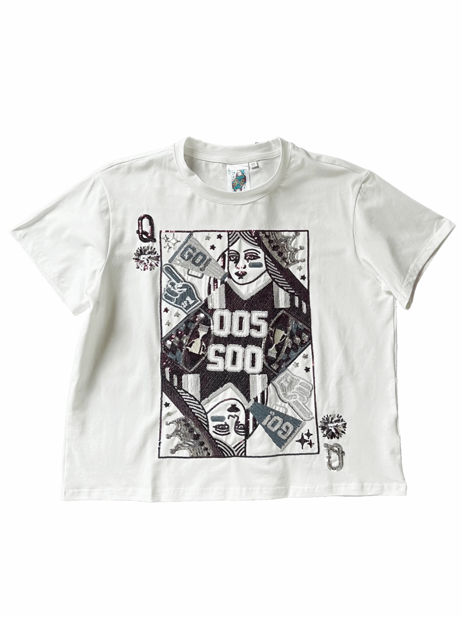 Queen Of Sparkles Maroon & Silver Card Tee