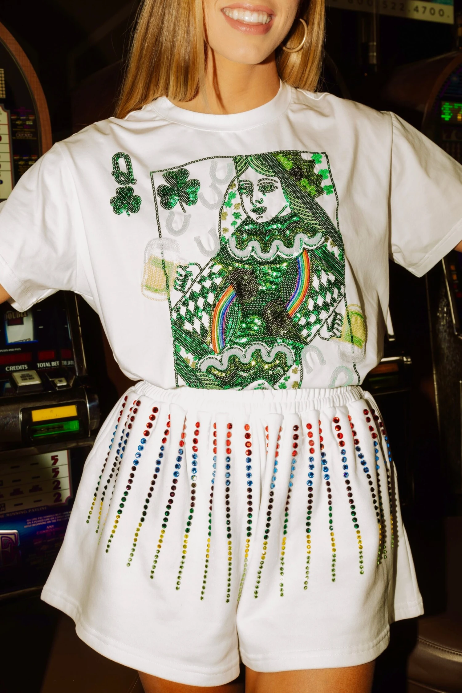 Queen Of Sparkles Queen Of Shamrocks Card Tee - Image 2