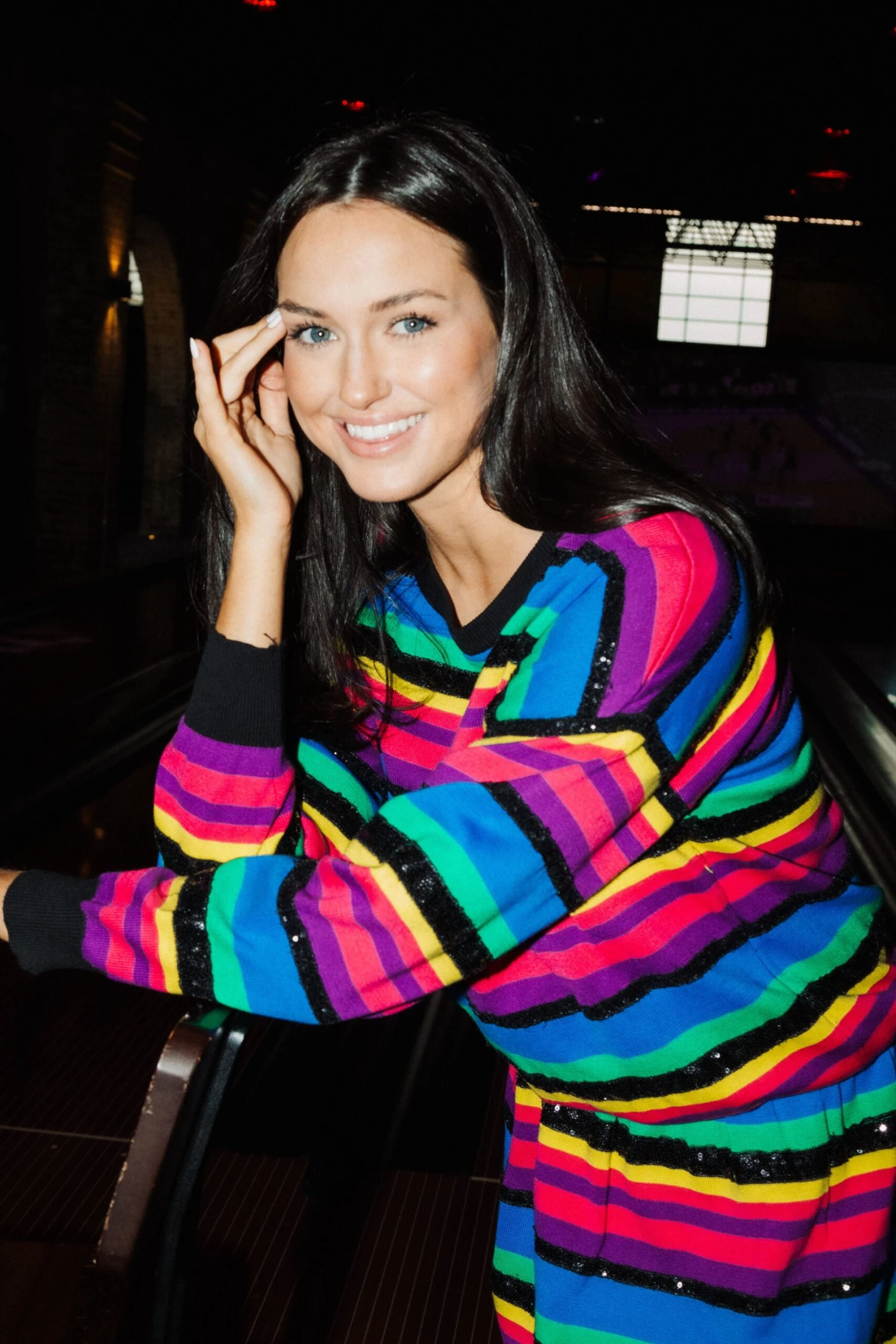 Queen Of Sparkles Rainbow Sequin Stripe Sweater - Image 3