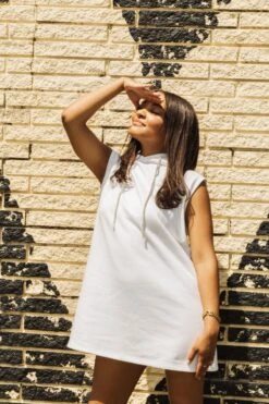 Queen Of Sparkles White Bead Fringe Hoody Dress