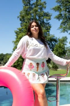 Beach Glitter Script Thin Knit Sweater