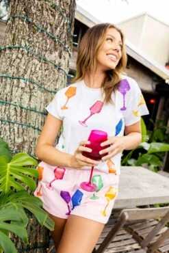 White Multi Wine Glass Tee