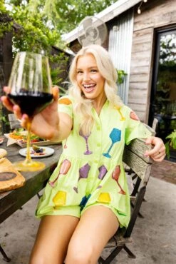 Lime Green Wine Romper