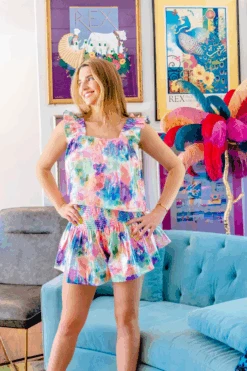 Queen Of Sparkles Tie Dye Metallic Swing Short