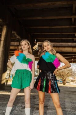 Rainbow Ruffle One Shoulder