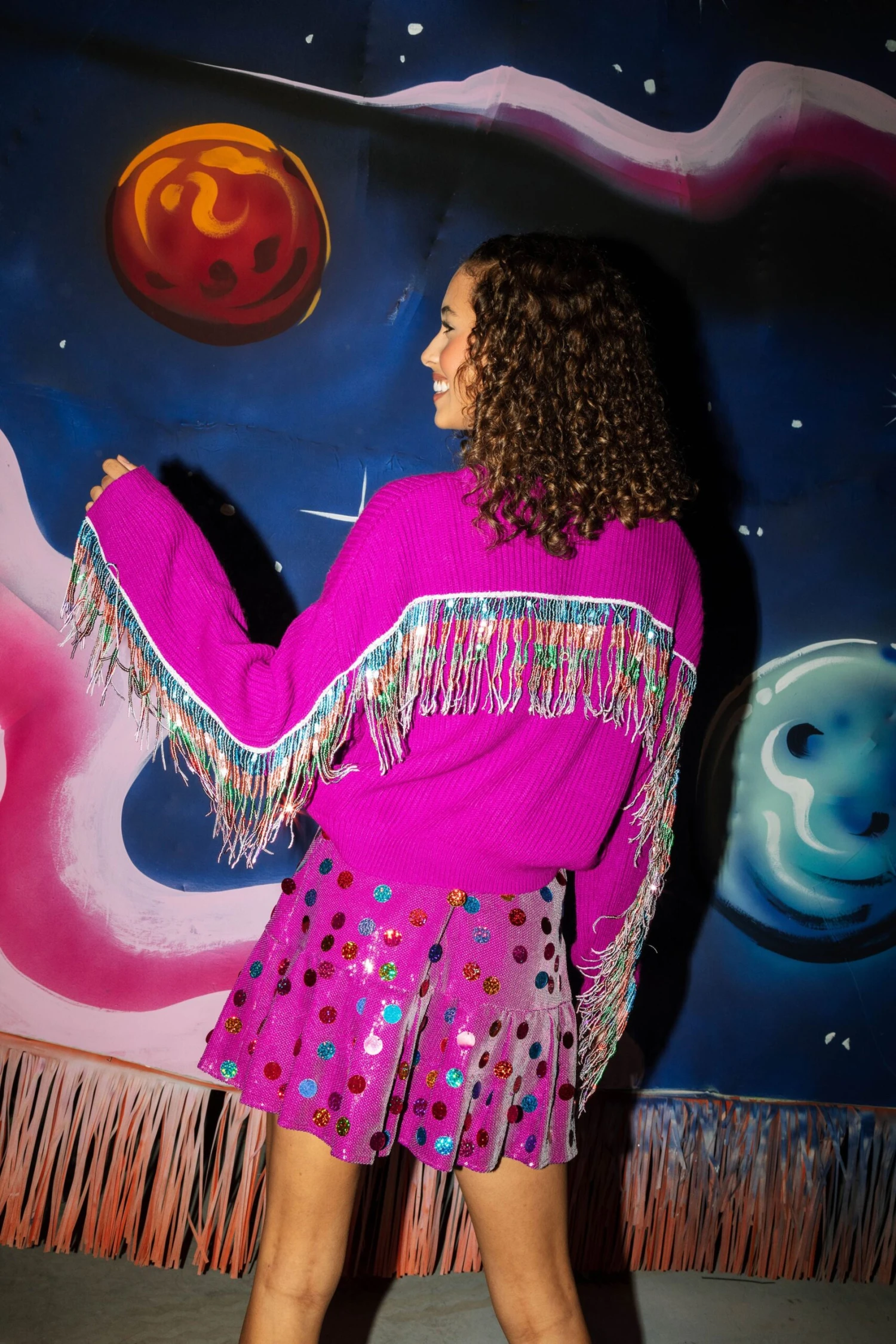 Queen Of Sparkles Purple Mardi Pardi Queen Sweater - Image 2