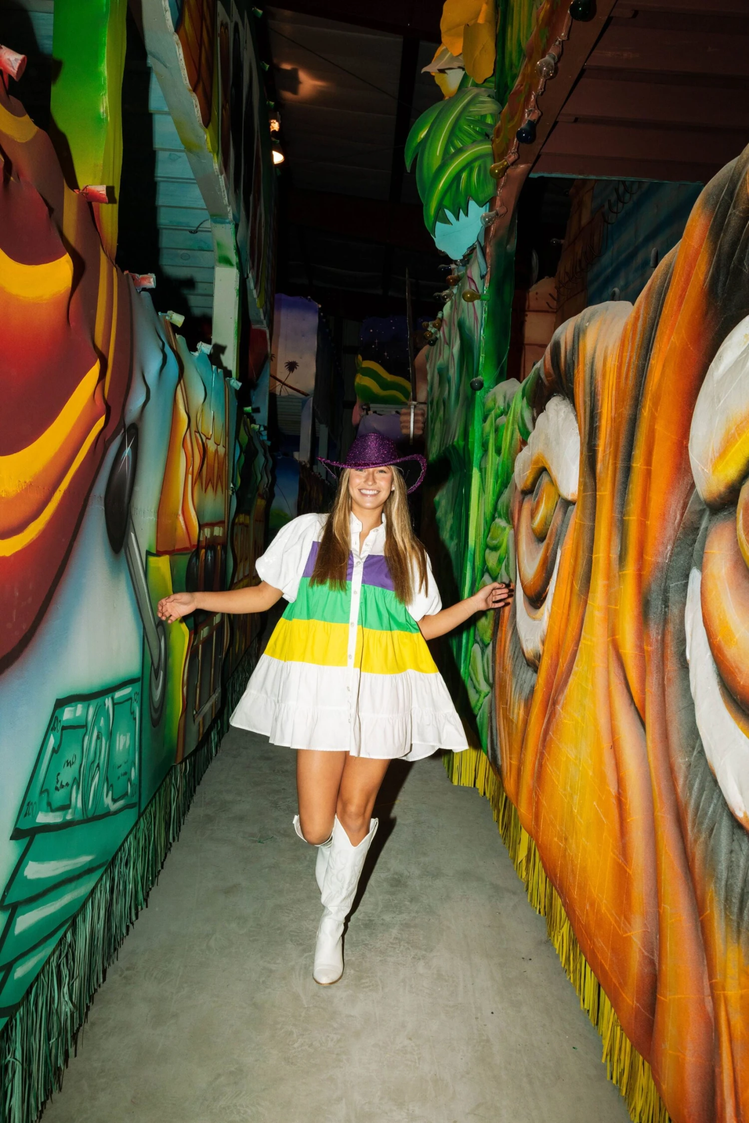 White Mardi Gras Tier Dress - Image 3