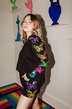 Black/Rainbow Butterfly Side Shorts