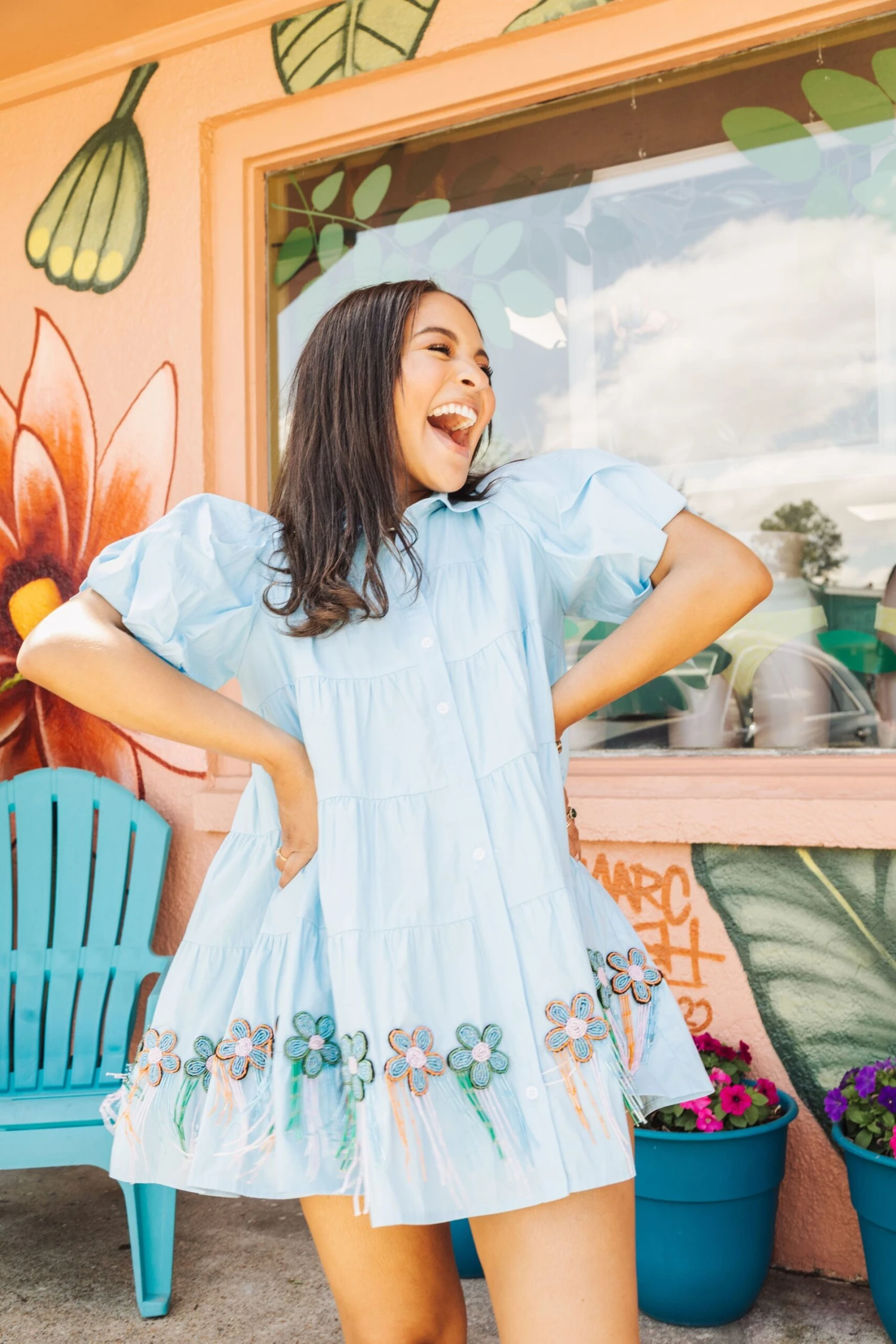 Queen Of Sparkles Bead Fringe Flower Cotton Dress - Image 3