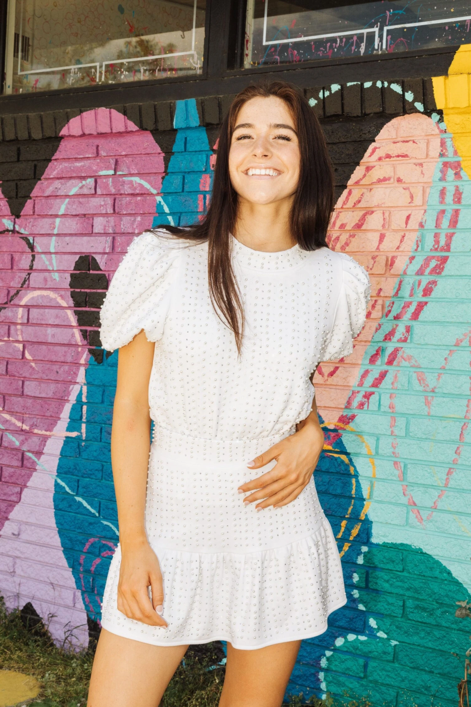 Queen Of Sparkles White Jewel & Pearl Top - Image 2