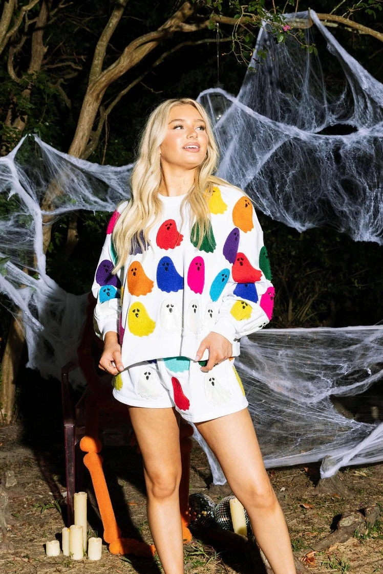 Queen Of Sparkles White Rainbow Fuzzy Ghost Short - Image 2