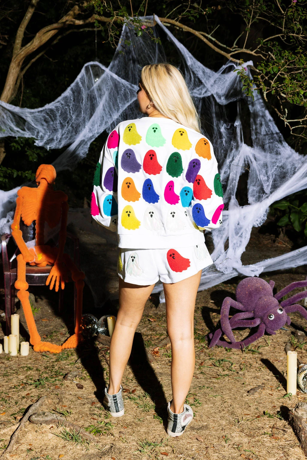 Queen Of Sparkles White Rainbow Fuzzy Ghost Short - Image 3