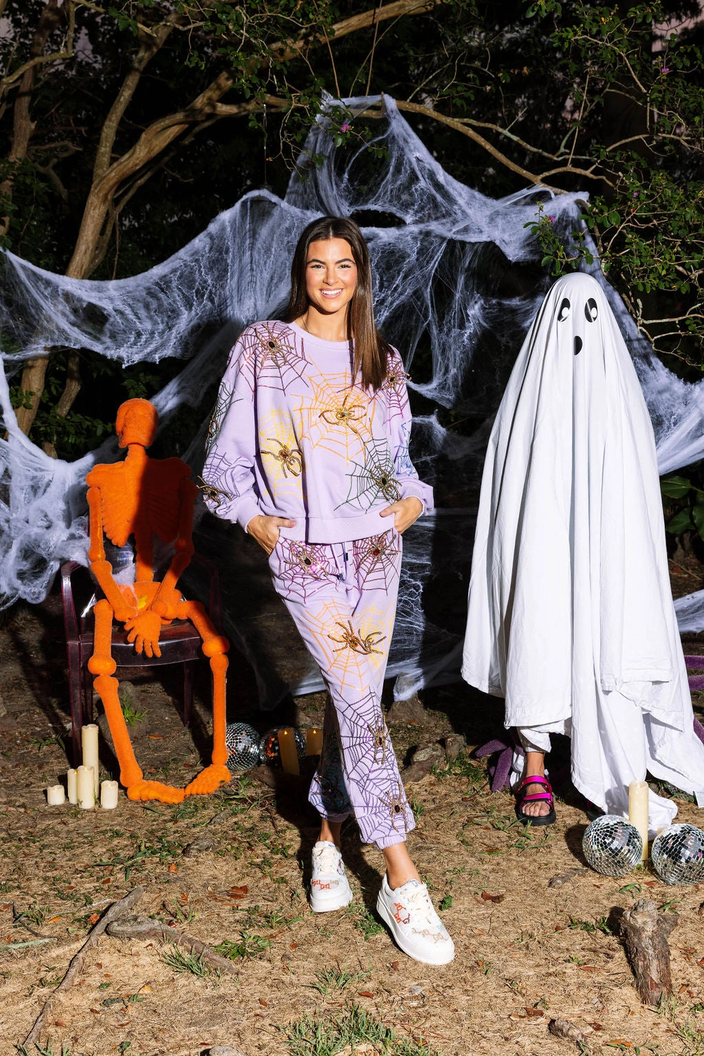 Queen Of Sparkles Lavender Spiderweb Joggers - Image 4
