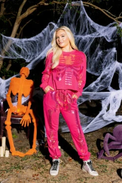 Queen Of Sparkles Magenta Skeleton Jogger