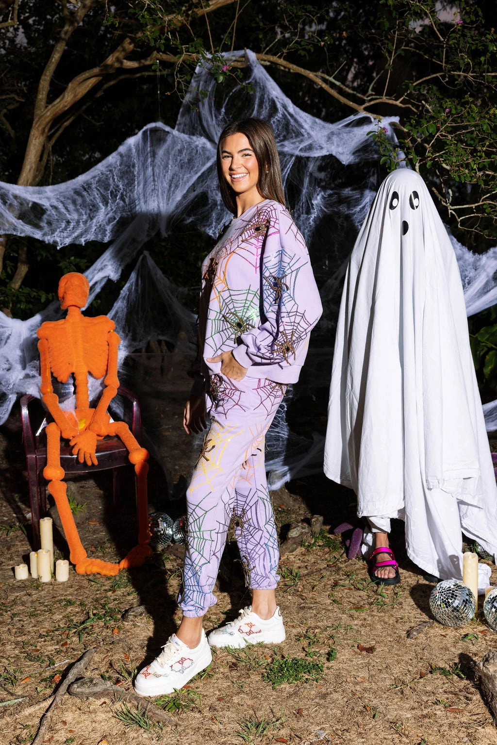 Queen Of Sparkles Lavender Spiderweb Joggers - Image 2