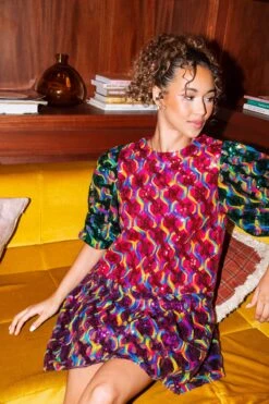 Queen Of Sparkles Colorblock + Rainbow Sequin Dress