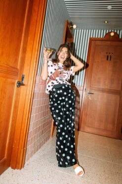 Queen Of Sparkles Black & White Polka Dot Pants