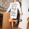 Queen Of Sparkles White Merry Everything & Happy Always Sweater Dress