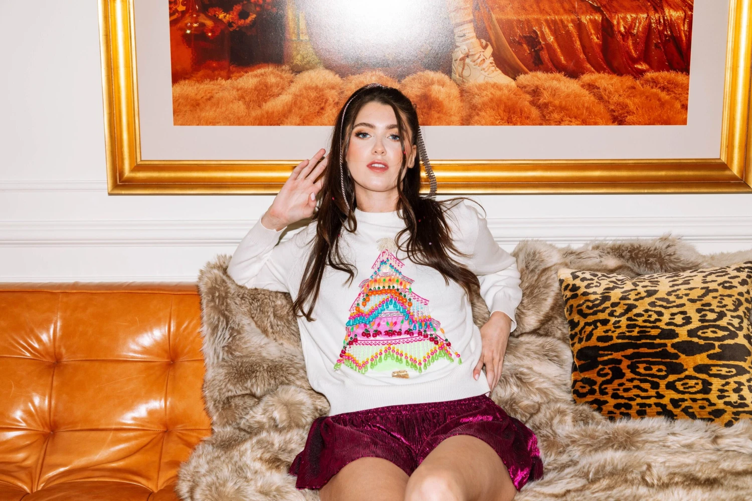 Queen Of Sparkles Hot Pink Wavy Swing Shorts - Image 3