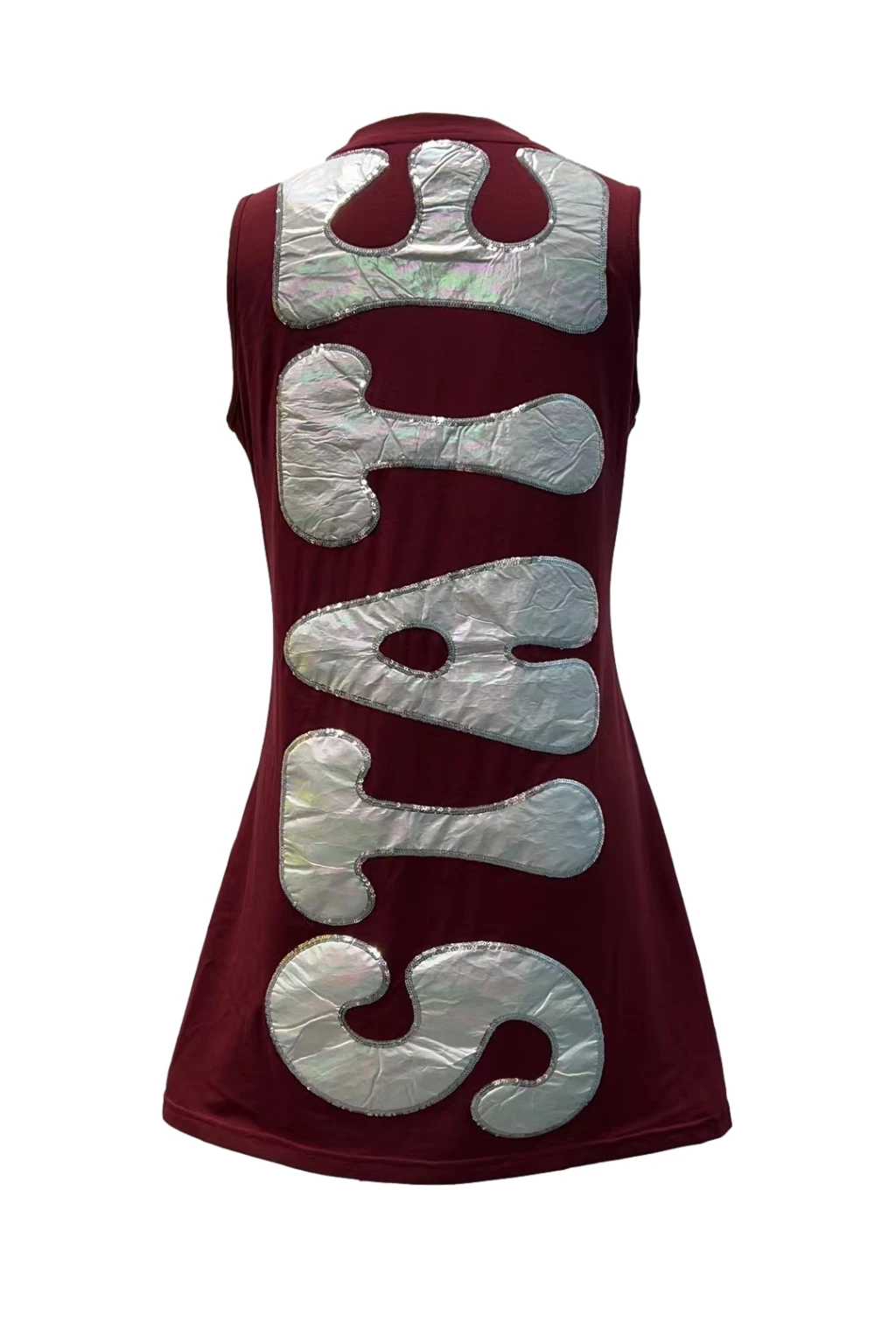Queen Of Sparkles WHOLESALE Maroon Iridescent 'Hail State' Tank Dress - Image 2