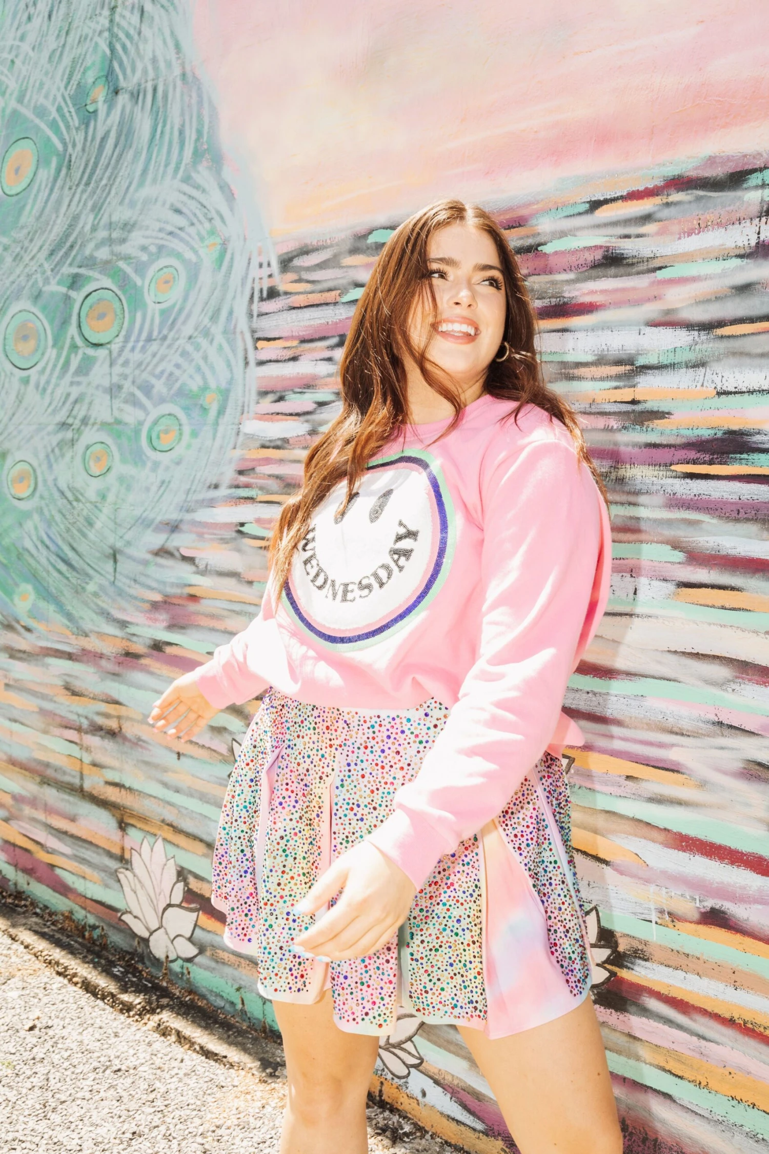 Queen Of Sparkles Wednesday Smiley Sweatshirt - Image 2