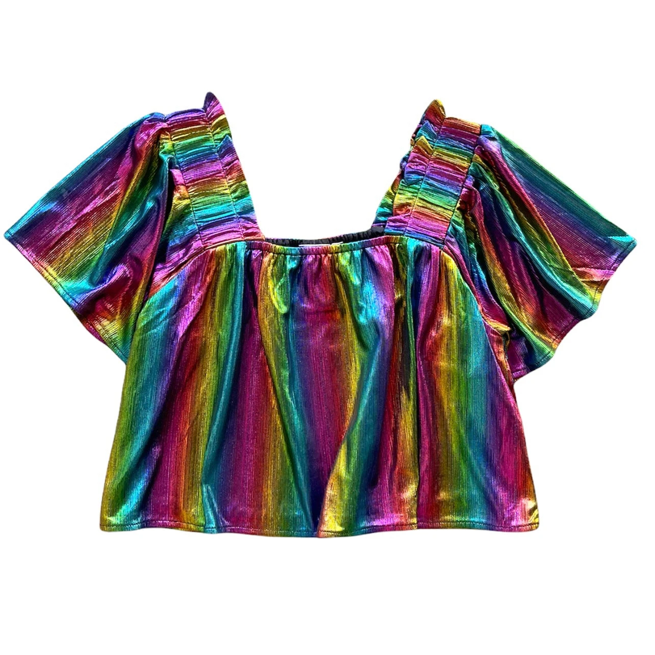Black Rainbow Flutter Top