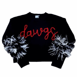 Queen Of Sparkles "Dawgs" Feather Sleeve Sweater