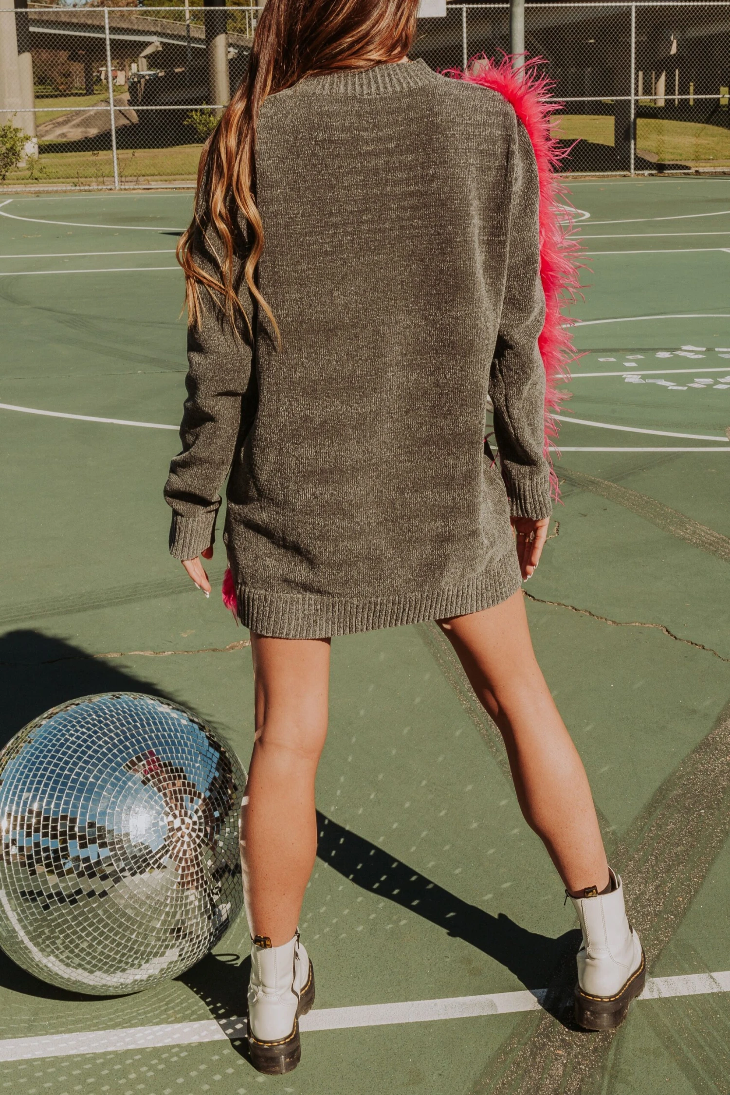 Queen Of Sparkles Diagonal Feather Sweater Dress - Image 3