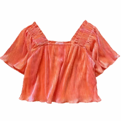 Tangerine Pleat Flutter Top