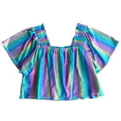 Blue Rainbow Flutter Top
