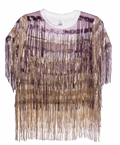 Full Sequin Fringe Purple & Gold Tee
