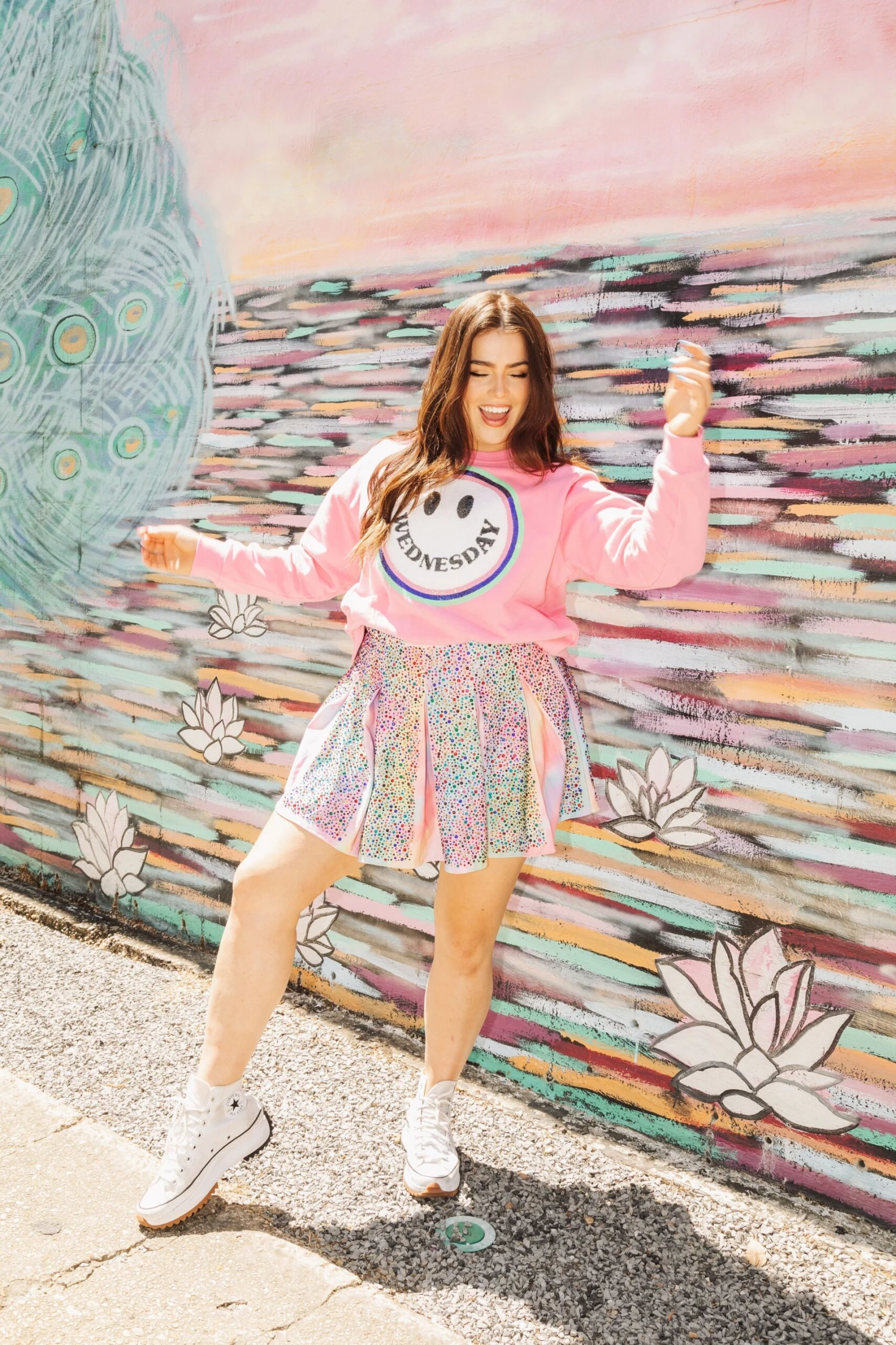 Queen Of Sparkles Wednesday Smiley Sweatshirt - Image 3