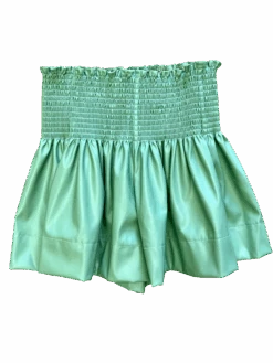 Queen Of Sparkles Apple Green Leather Swing Shorts