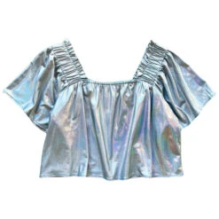 Blue Holographic Flutter Top