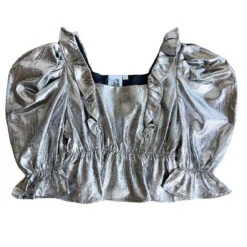 Queen Of Sparkles Black Silver Ruffle Top