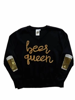 Queen Of Sparkles Black Beer Queen Sweater