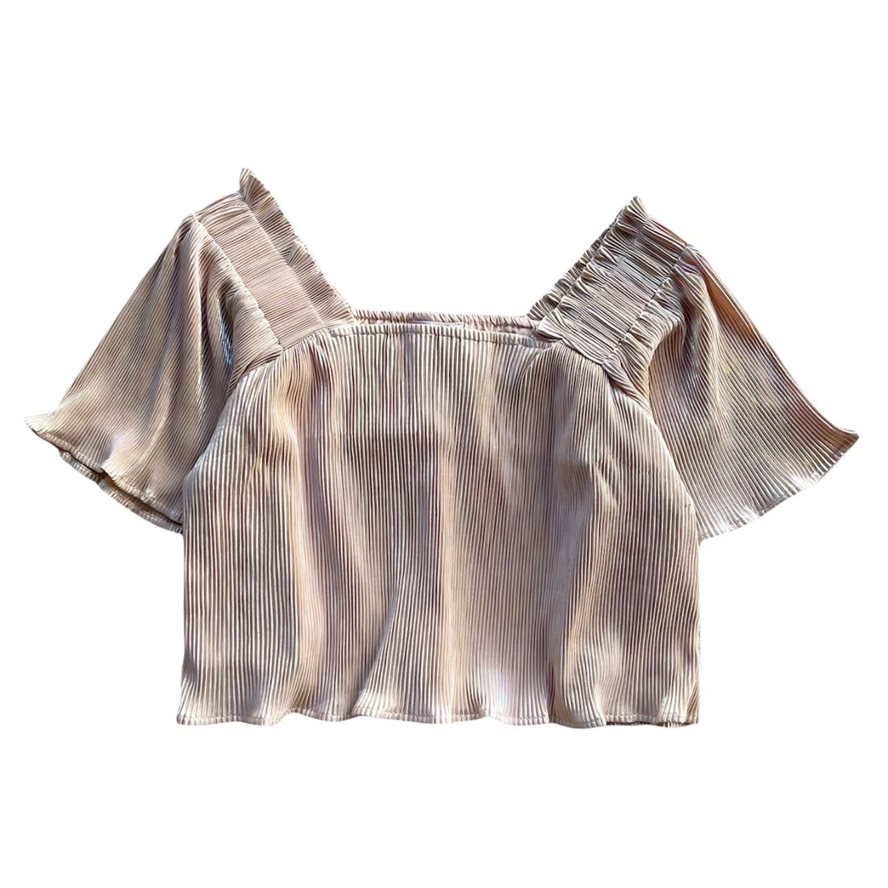 Champagne Pleat Flutter Top
