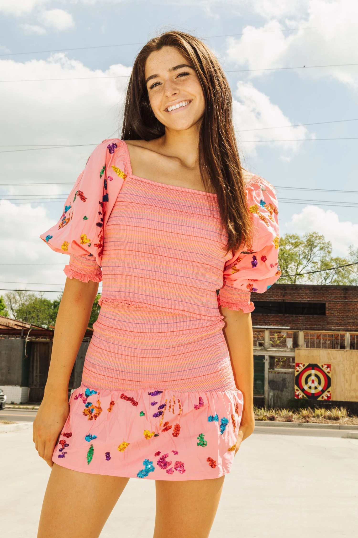 Queen Of Sparkles Sequin Splatter Paint Smocked Skirt - Image 2