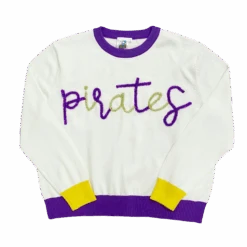 Queen Of Sparkles Glitter Script "Pirates" Long Sleeve Sweater