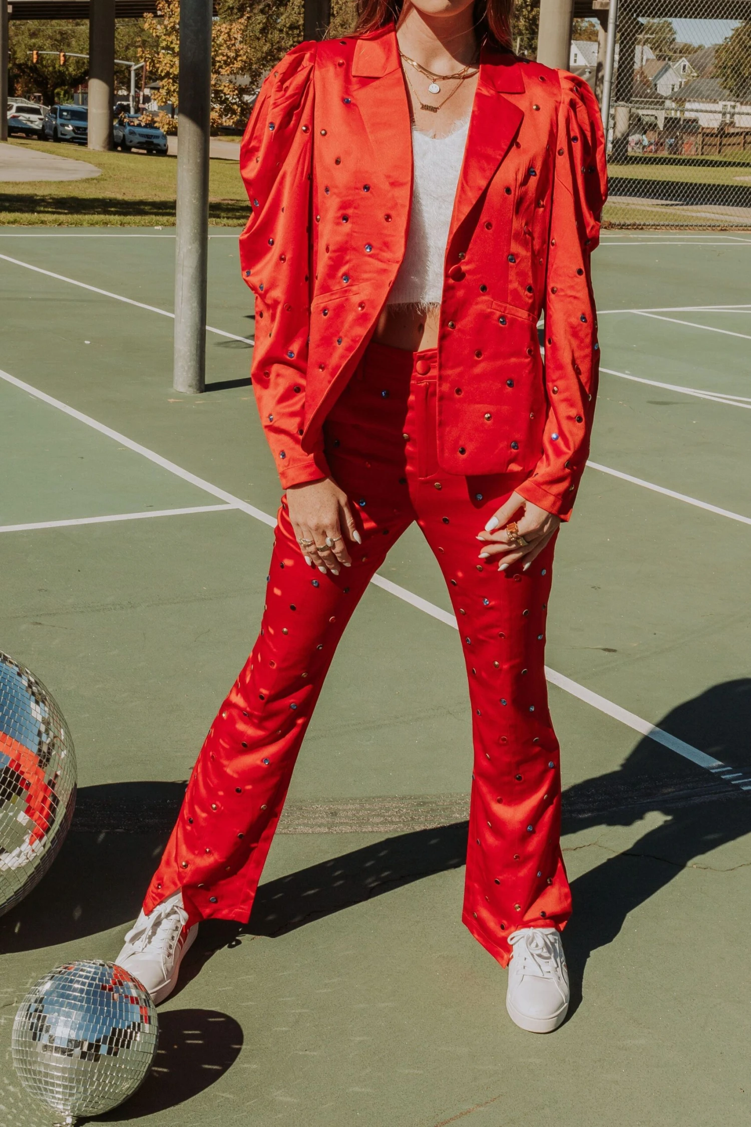 Queen Of Sparkles Red Rhinestone Pants - Image 3