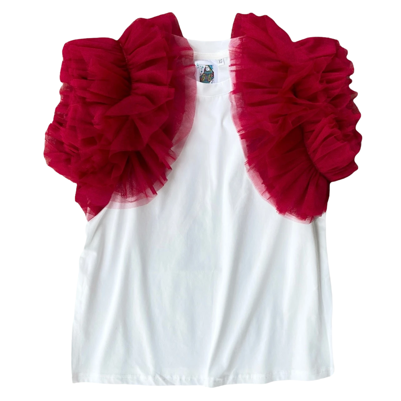 White/Red Ruffle Tee