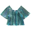 Teal Pleat Flutter Top
