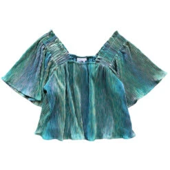 Teal Pleat Flutter Top