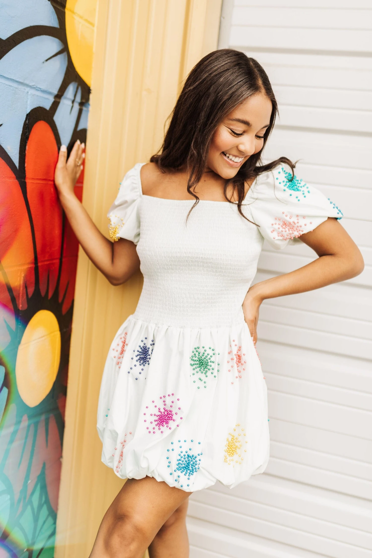 Queen Of Sparkles Pearl Cluster Bubble Dress - Image 2