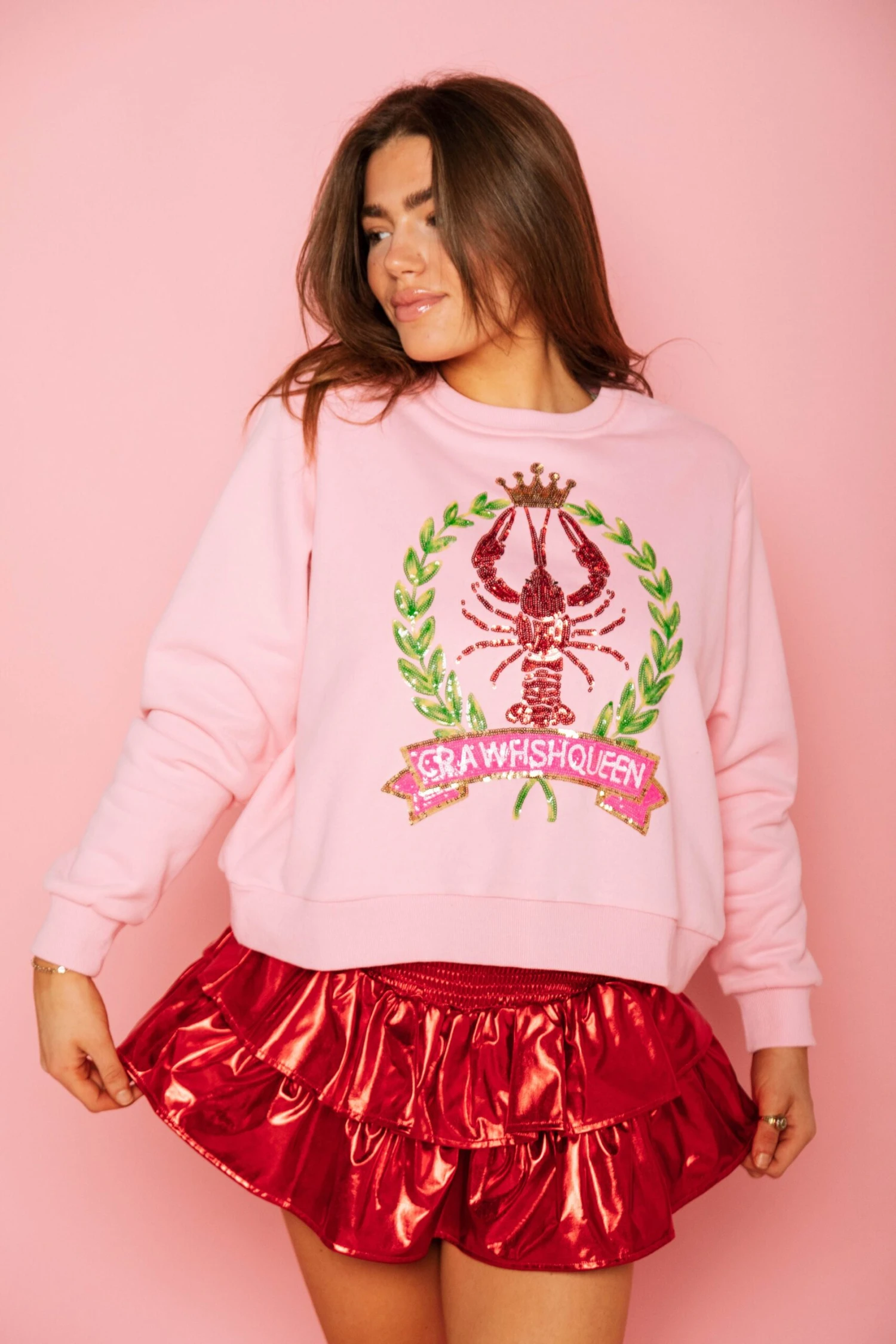Pink Crawfish Queen Sweatshirt