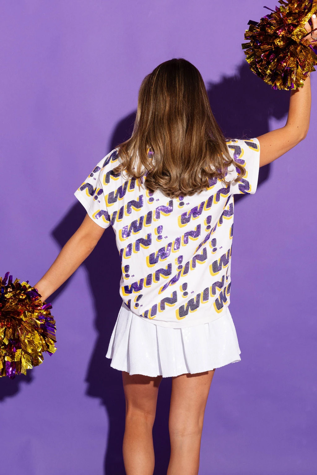 Queen Of Sparkles White, Purple, Gold 'WIN!' Tee - Image 2