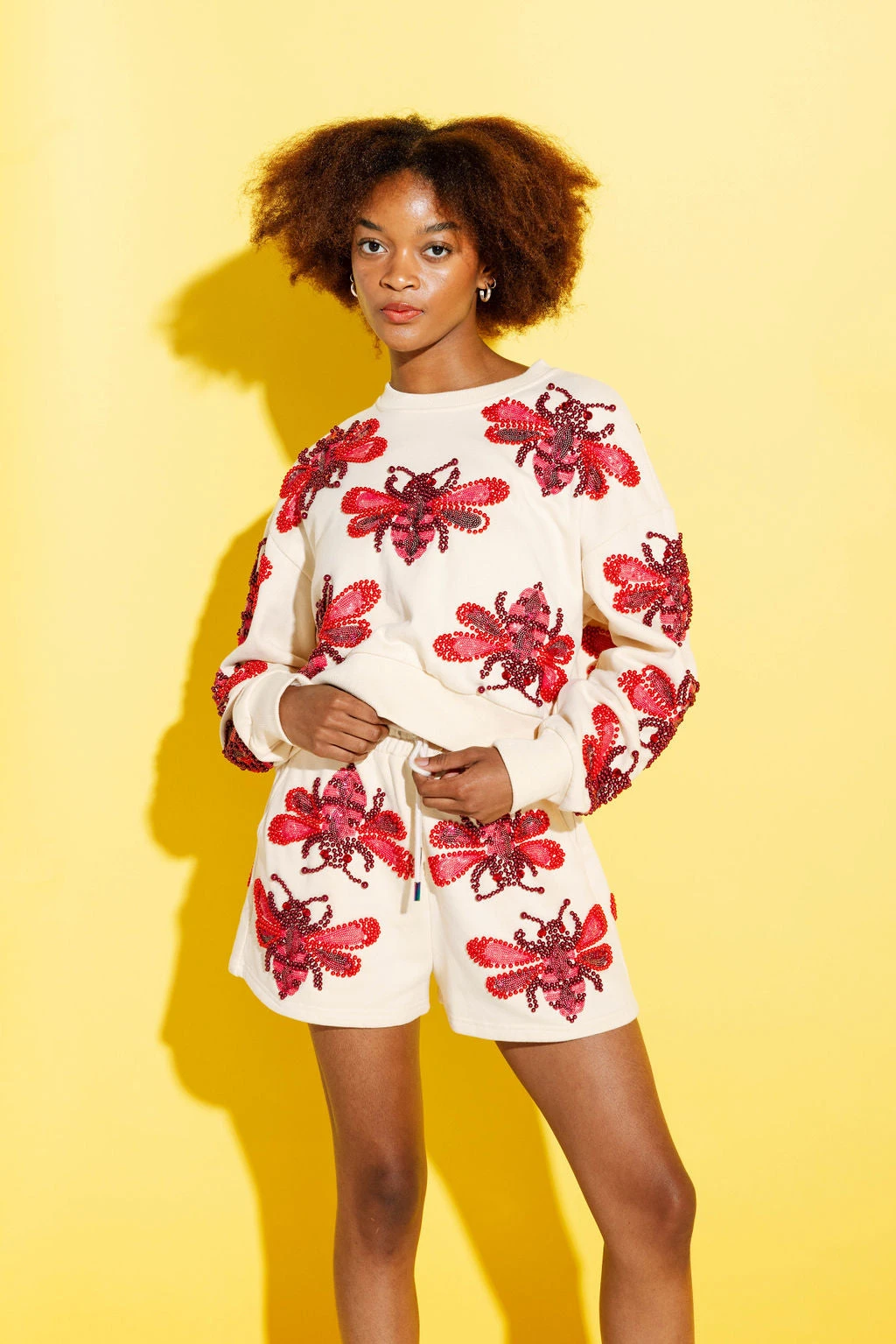 Queen Of Sparkles Tan & Red Bumble Bee Sweatshirt - Image 2