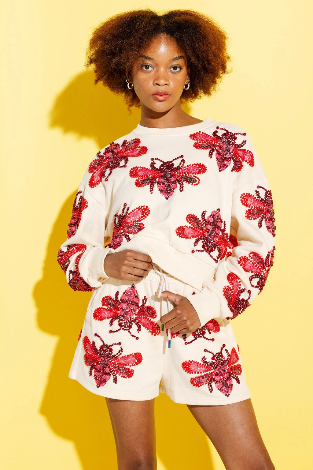 Queen Of Sparkles Tan & Red Bumble Bee Sweatshirt